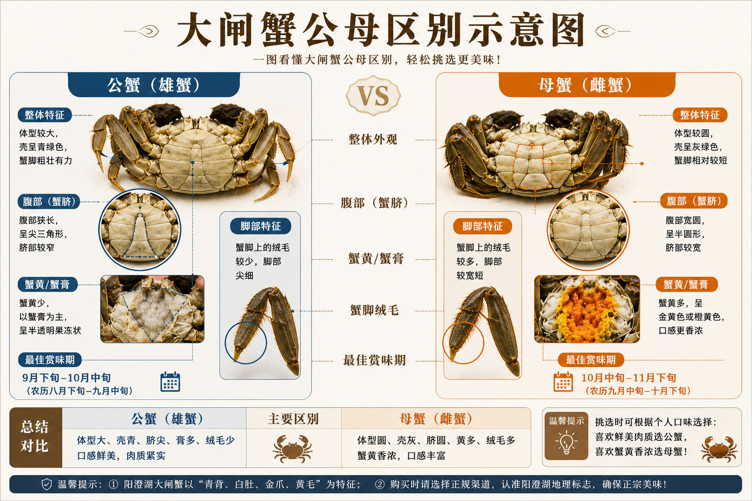 大闸蟹公母区别示意图