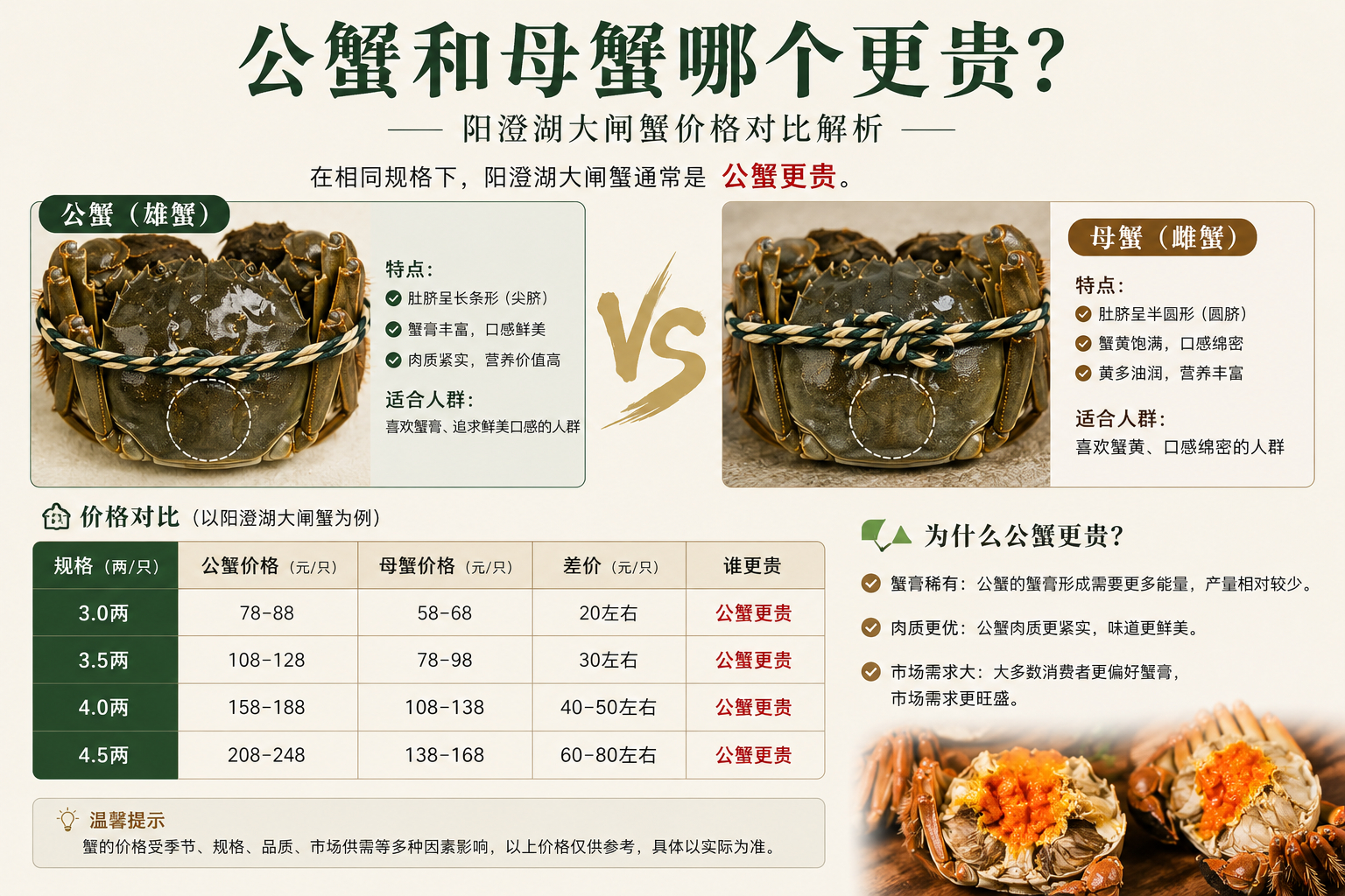 公蟹和母蟹哪个更贵