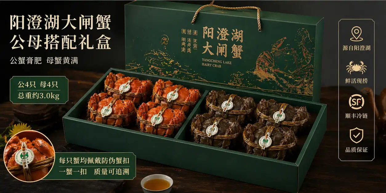 阳澄湖大闸蟹公母蟹礼盒 阳澄湖大闸蟹公母蟹礼盒