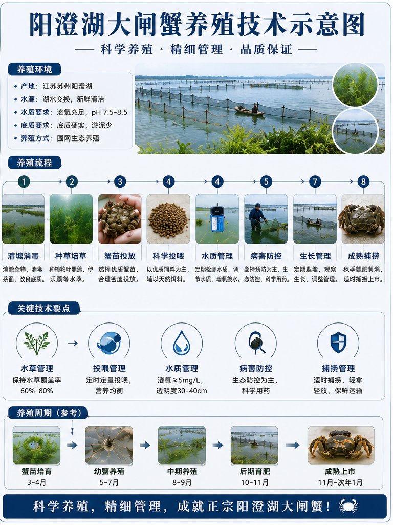 阳澄湖大闸蟹养殖技术示意图